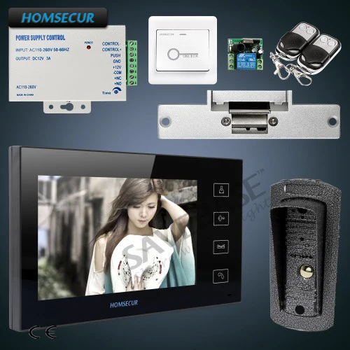 Homssecur 7 "проводной Hands-free видео и аудио Домашний домофон + сенсорный домофон 1C1M