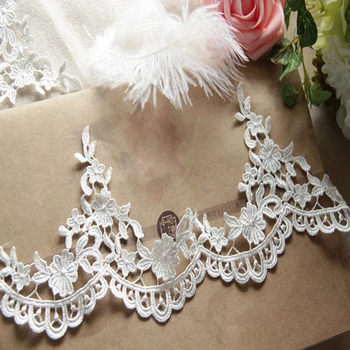 

5Yards Japanese Version Water-soluble Lace White Wedding Embroidered Rose Garden Handmade DIY Accessories 9cm Wide YN642
