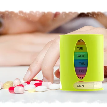 

Color food grade plastic box mini 28 grid pill box portable colorful oval multi-grid travel storage box with a week pill box