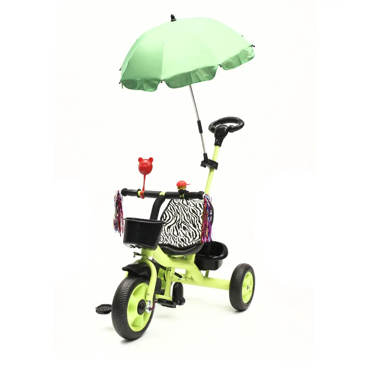 Baby Kids Toddler Trike Parent Handle Push Along TricycleDIY Bicycle Bike Walker New Infant Gift Indoor Outdoor With Umbrella - Цвет: Зеленый