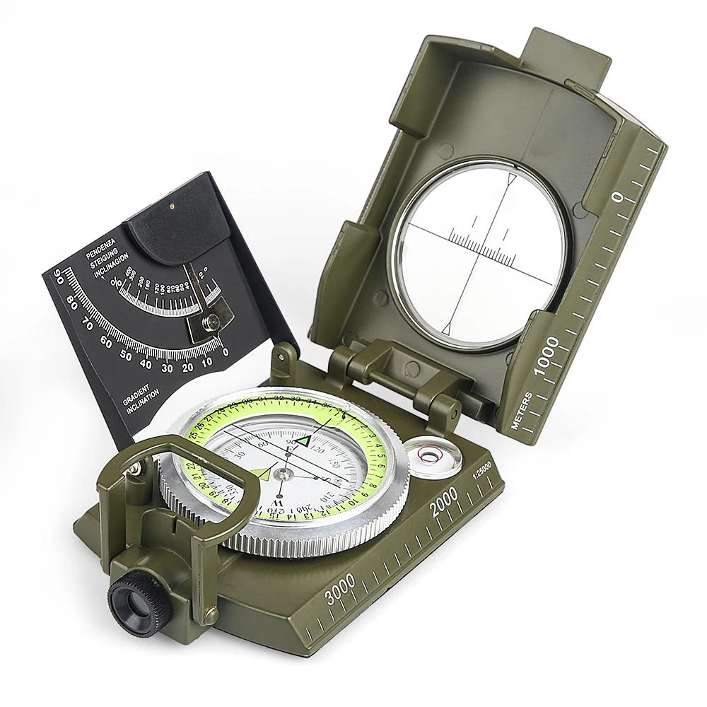 

Multifunctional Compass All Metal Military Waterproof High Accuracy Compass with Bubble Level for Outdoor Activities