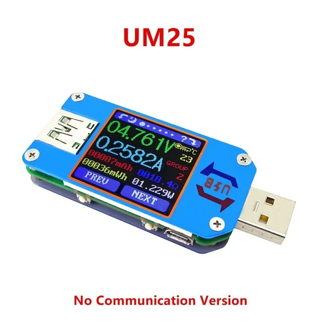 RD UM25 UM25C Для APP USB 2,0 Тип-C ЖК-дисплей Вольтметр Амперметр Напряжение измеритель тока, для батареи зарядки измерения Кабельный тестер сопротивления - Цвет: UM25