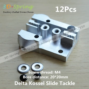 

12Pcs Reprap Aluminum Alloy Delta Kossel Slide M4 Tackle Bore Distance 20*20mm Moving Block For Closed Loop Belt For 3D Printer