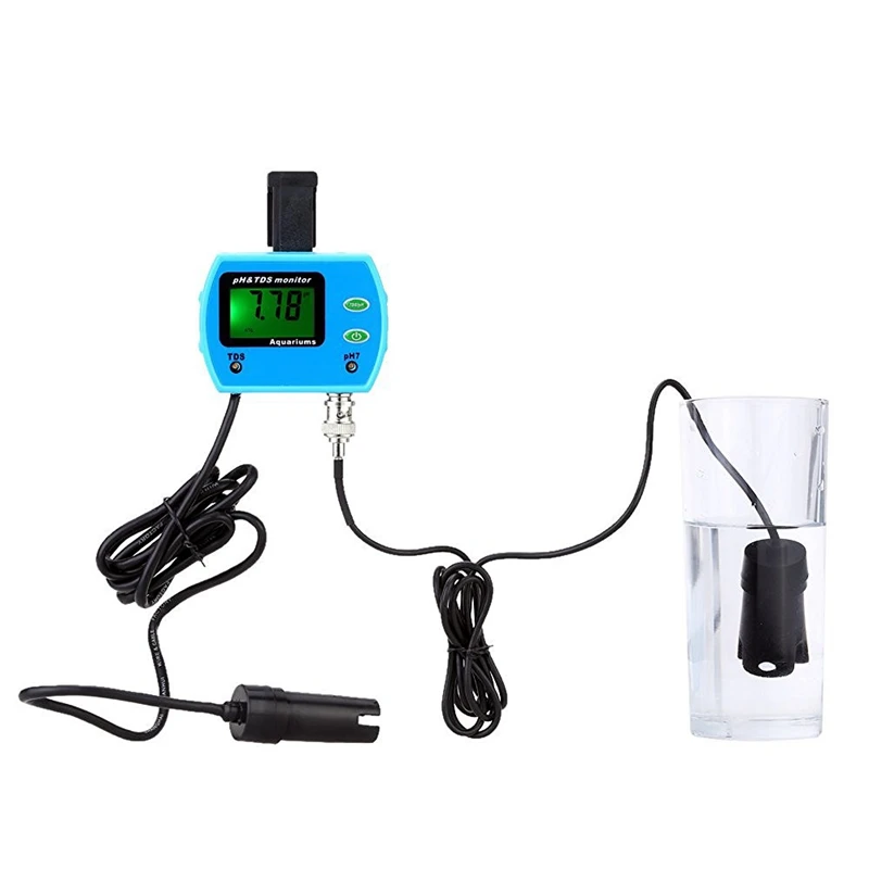 

Precise LCD Online pH TDS Monitor Aquarium SPA Swim Multiparameter Water Quality Analyzer Green Backlit PH tds Electrode Meter