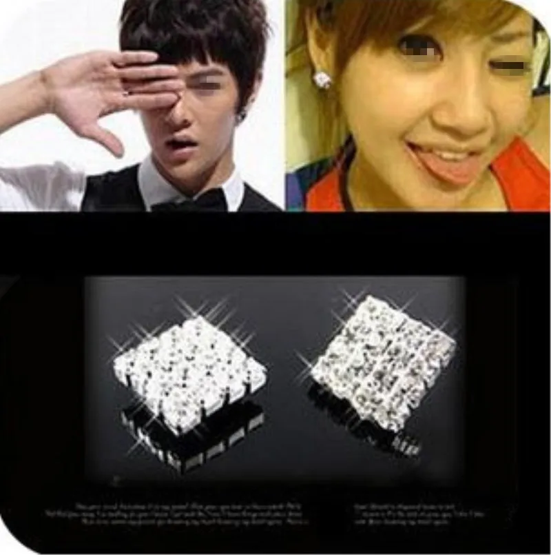 

Korean jewelry fashion earrings female temperament square full Fangzuan 4ED175