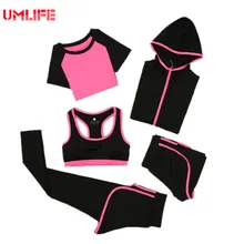 Umlife 5 шт. Йога комплект Для женщин Йога Костюмы Фитнес Спортивная Пальто трек Костюмы Для женщин спортивные Бег комплект Большие размеры спортивный костюм Для женщин
