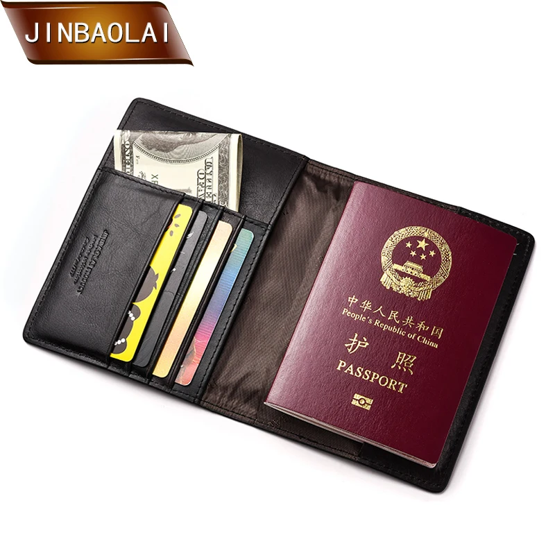 Новые Кожаные Дорожные бумажники JINBAOLAI для паспорта тонкие кредитных карт