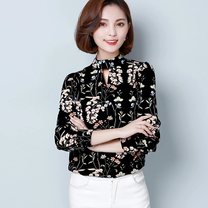 Camisas de Mujer delgadas blusas de Mujer 2018 verano moda chifón estampado pétalo camisa de manga corta Ropa de Mujer nuevas Tops Ropa Mujer