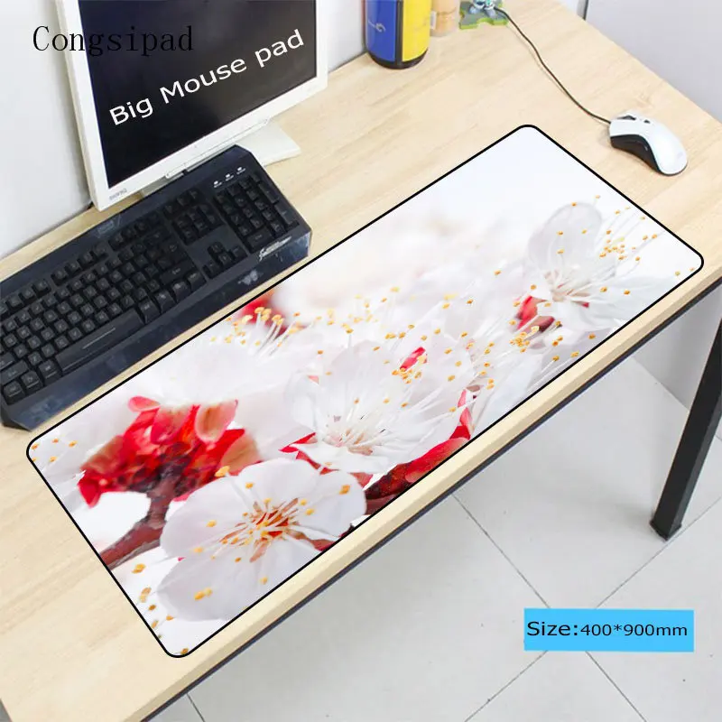  Congsipad Red White Flower Large Mouse Pad Overlock Edge Big Gaming mouse Pad Send BoyFriend the Be