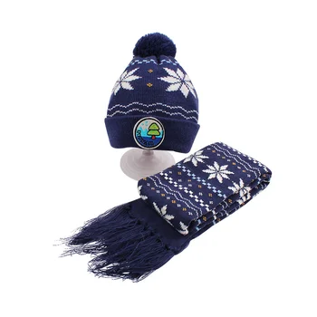 

Snowflake Children Hat Scarf Set Knit Winter Baby Hat For Boys Christmas Gift Casual Warm Girls Hat Scarf Set Baby Boys Clothing
