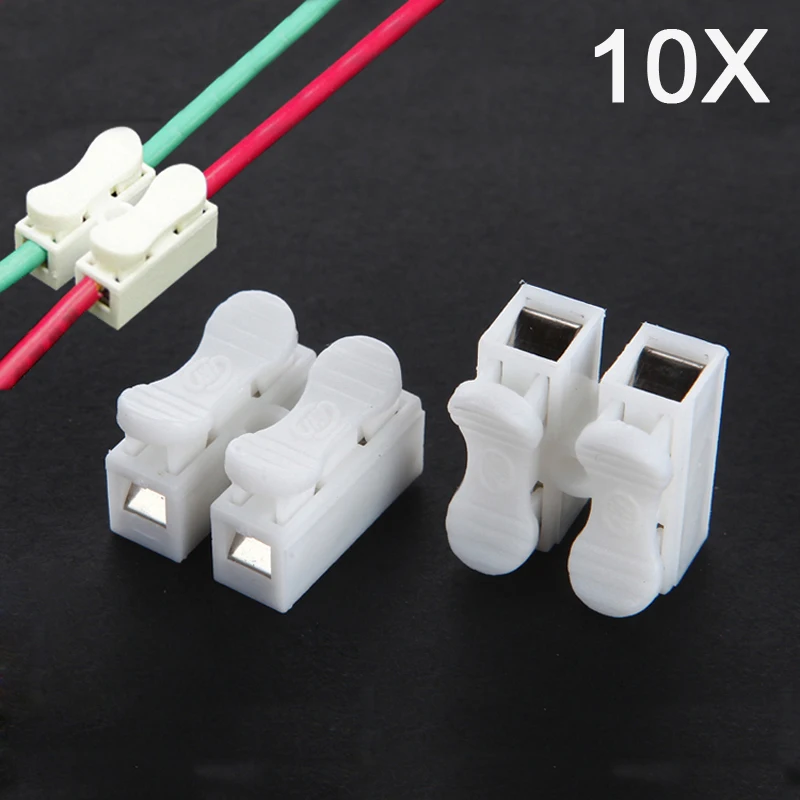 

Newest 10pcs CH-2 Press Type Electric Connection Quick Wiring Terminal for LED Lighting @8