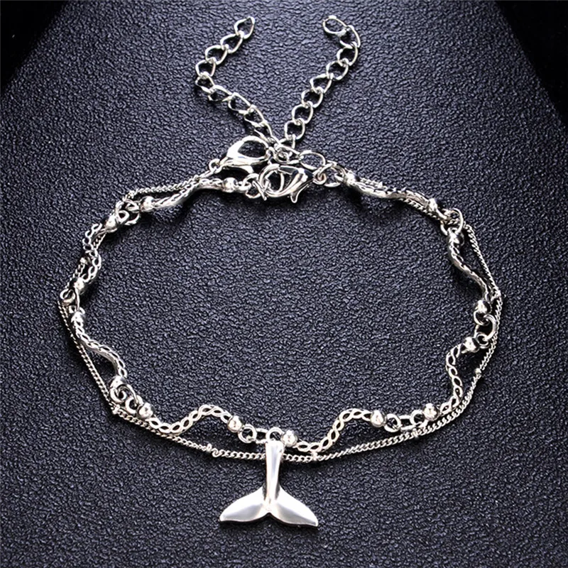 

Charm Bohemia Geometric Wave Chain Anklets Beach Foot Jewelry Bohemian Mermaid Fish Tail Anklets Jewlry