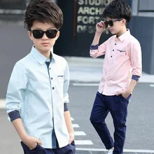 Новые рубашки для маленьких мальчиков хлопковые и льняные рубашки в клетку с длинными рукавами детские рубашки Одежда для мальчиков рост от 100 до 140 см