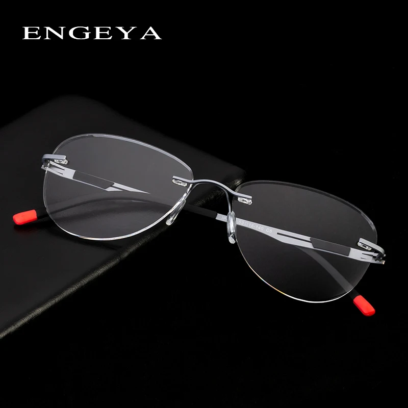 

Metal Rimless Glasses Frame Men Women Retro Prescription Eyeglasses Brand Designer Ultralight Clear Myopia Optical Frame #IP8033