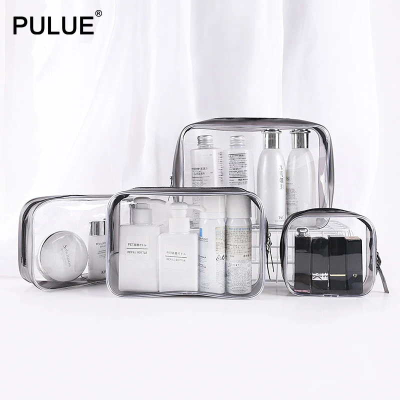 

Transparent Cosmetic Bags Women Travel Organizer PVC Waterproof Clear Makeup Bag Portable Zipper Beauty Case Wash Toiletry Pouch