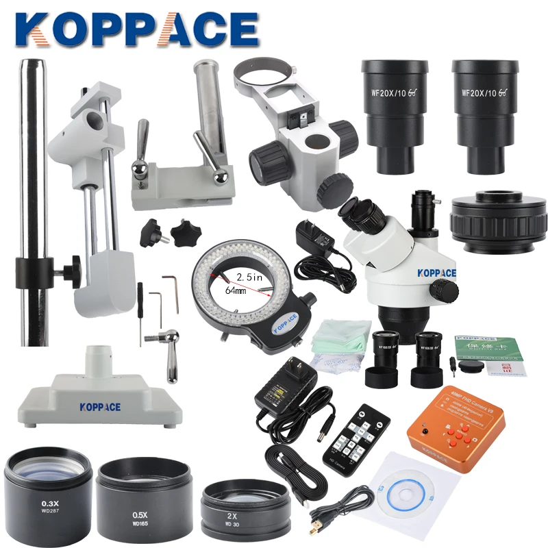 KOPPACE 40 MP, 2.1X-180X микроскоп, 60FPS, HDMI промышленный микроскоп камеры, мобильный телефон ремонт микроскоп, 144 светодиодный кольцевой свет