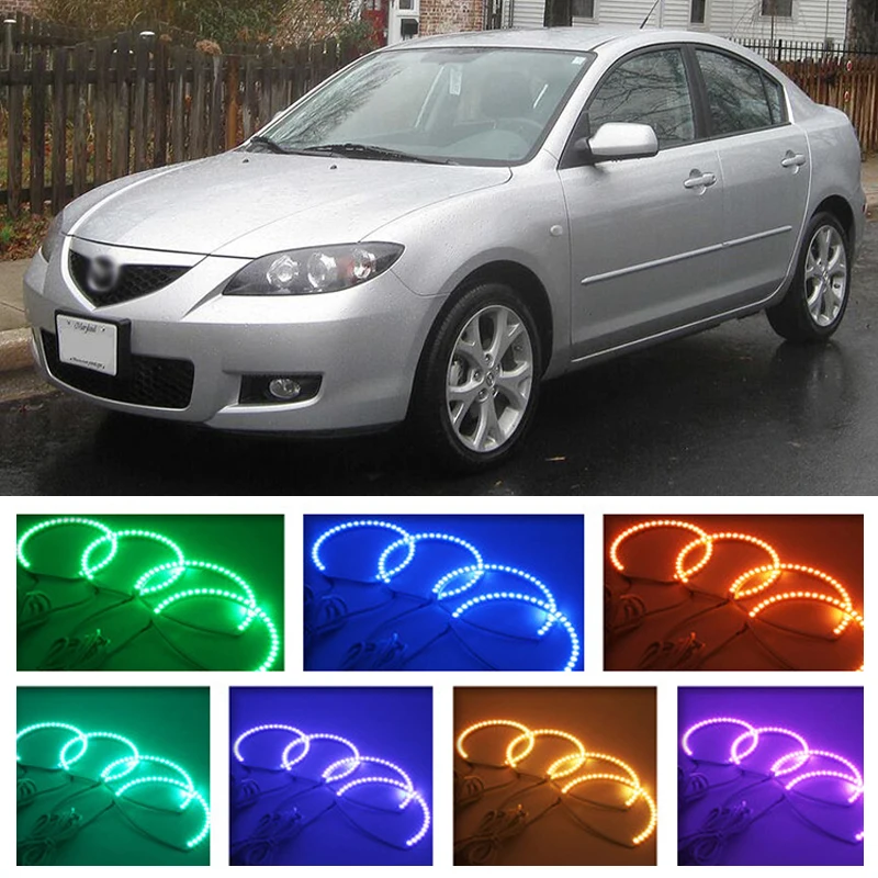 Для mazda 3 2003 2004 2005 2006 2007 2008 2009 RGB светодиодный фар колец halo ангел демон глаза с