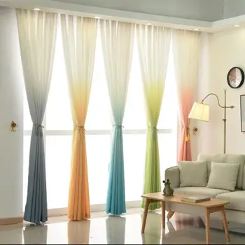 

Gradient color Window curtains kitchen tulle curtains and blackout curtains window for living room bedroom shading rate 75%