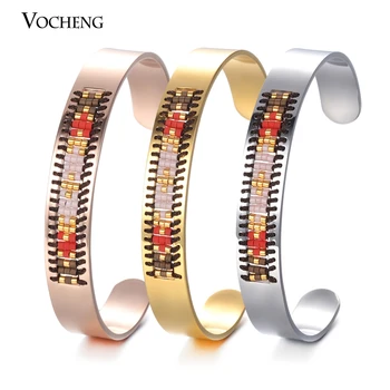 

10pcs/lot Stainless Steel Bangle Seed Bead Cuff Bangle Bracelet for Women Bohemia Jewelry 3 Colors M-012*10