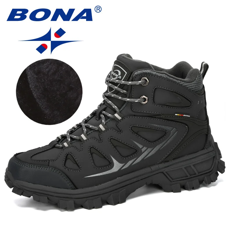Najtaniej BONA 2019 nowy projektanci popularne krowy skóra Split ciepłe buty na śnieg mężczyźni na zewnątrz na co dzień mężczyźni pracują botki męskie buty krótkie pluszowe buty modne