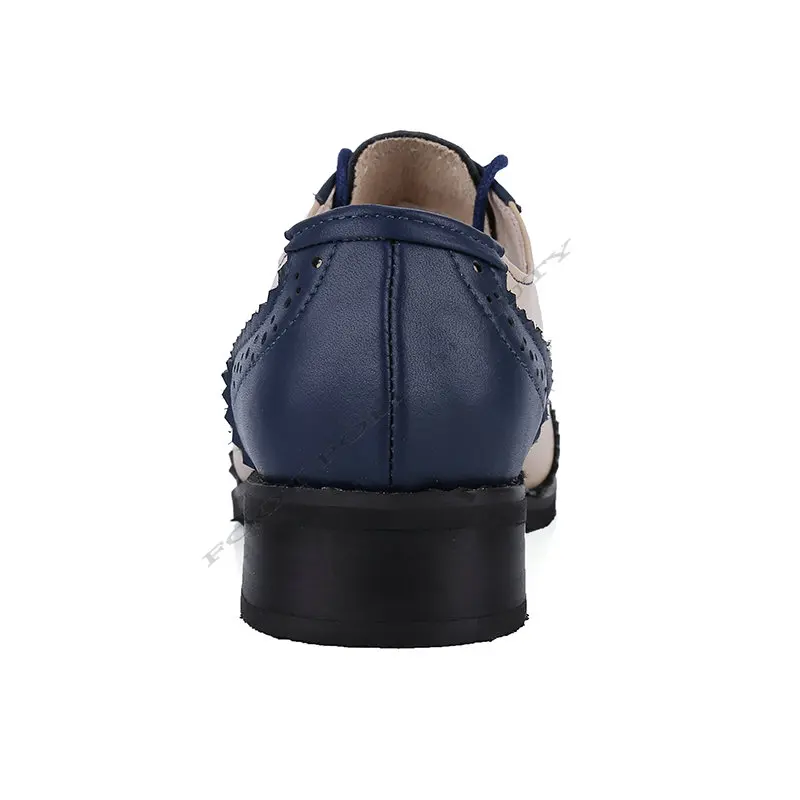 Размер 33-47, обувь из натуральной кожи на плоской подошве женская обувь ручной работы, цвет белый, синий винтажные женские туфли-оксфорды в британском стиле