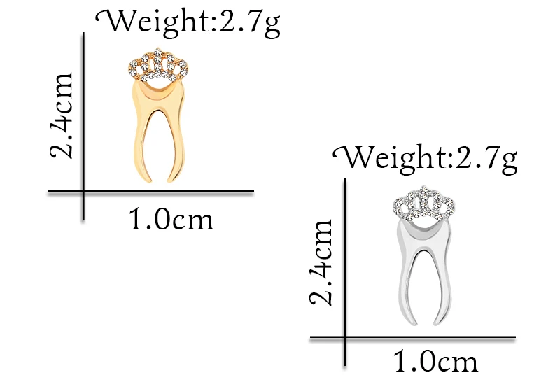 Shshd Модная Золотая Серебряная зубная брошь с хрустальной короной, нагрудные значки для мужчин и женщин, нагрудная булавка для доктора медсестры, ювелирные изделия