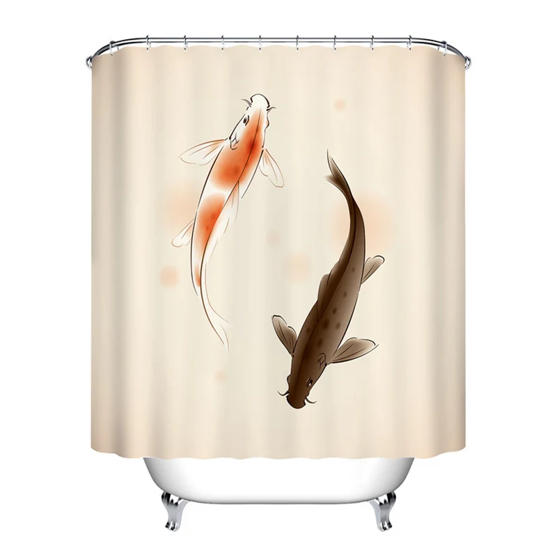 Занавеска для душа Koi Fish новая водонепроницаемая полиэфирная ткань шторы ванной