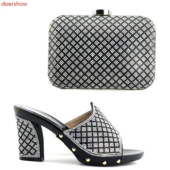 

doershow New Party Shoes And Bags To Match 9cm Fashion African Shoes and Bag Sets Italian Shoes Matching With Bags NJ1-1