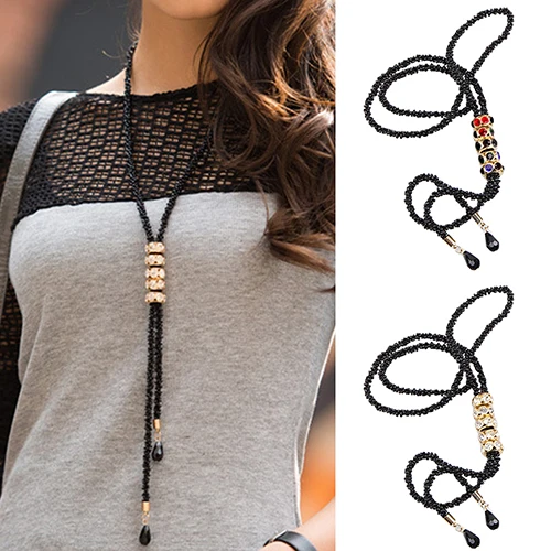 Black dress with diamond necklace for women cape