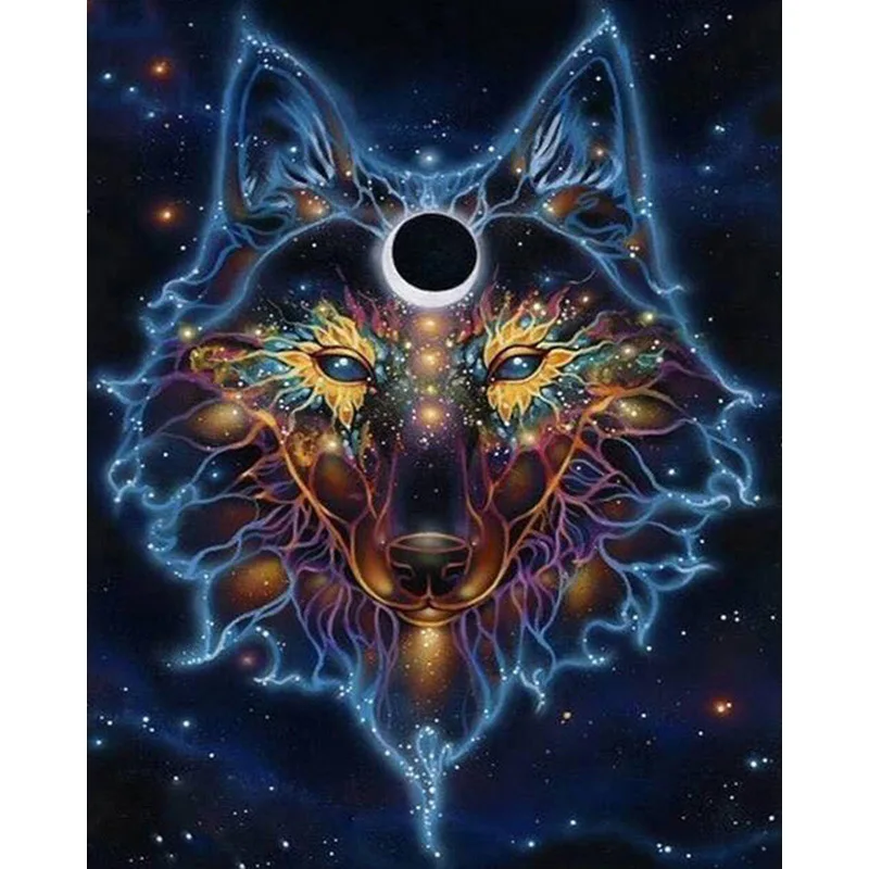 

5D DIY Diamond Painting Colorful Wolf Full Round Diamond embroidery Cross stitch Diamond crystal Wall Painting
