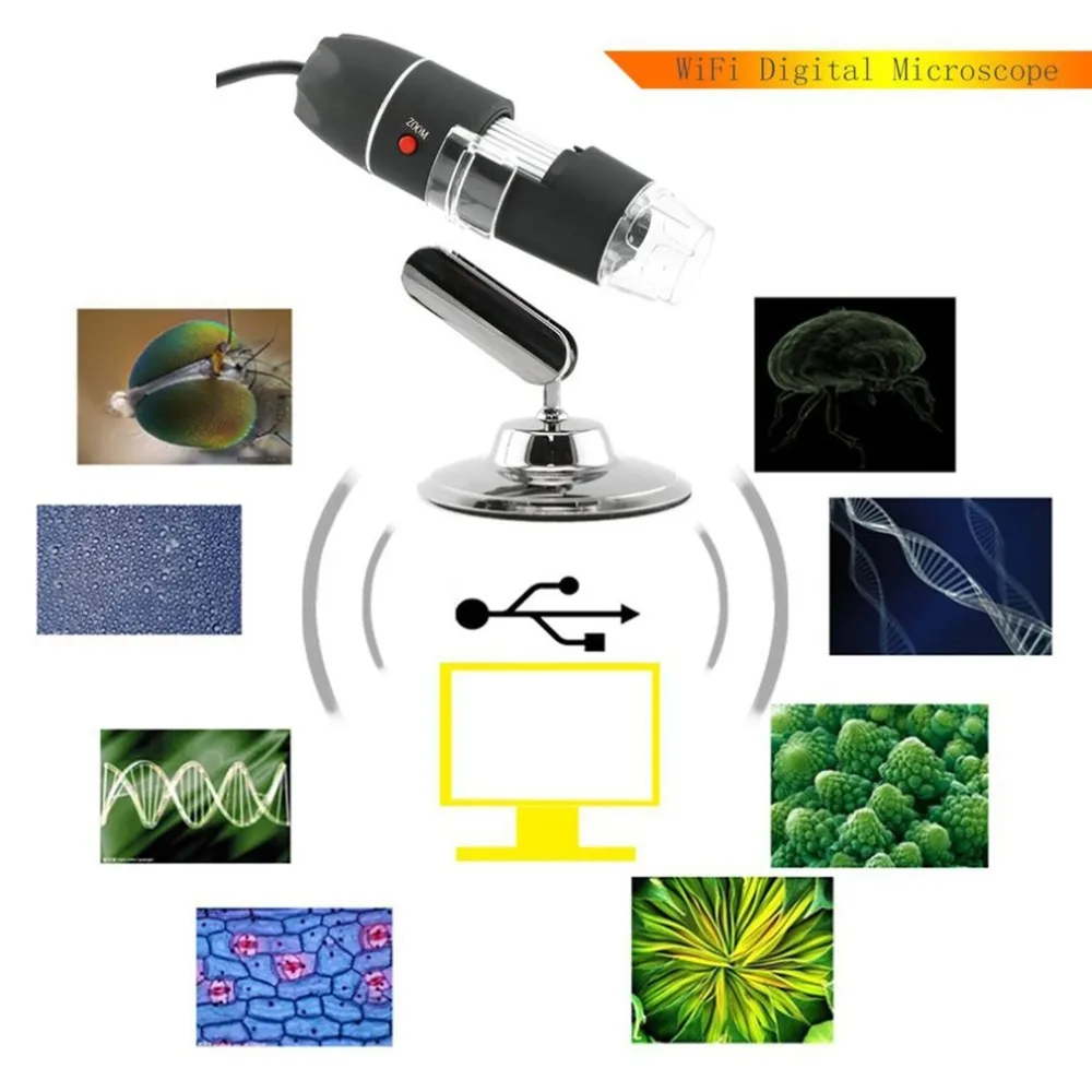 WiFi цифровой микроскоп 8 СВЕТОДИОДНЫЙ два в одном USB эндоскоп камера Microscopio 1600X стерео электронный Лупа Plug and Play
