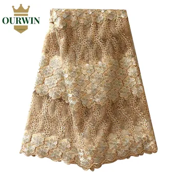 

Latest Nigerian Laces Fabrics 2019 High Quality African Laces Fabric For Wedding Dress French Tulle Lace With Beads Powder Blue