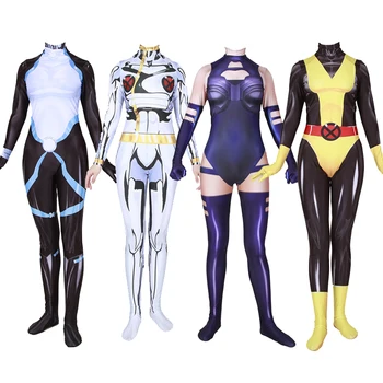 

X-man Shadowcat & Psylocke & Storm & Domino Cosplay Costume Super Hero Jumpsuit Women Zentai Halloween Fullbody Suit