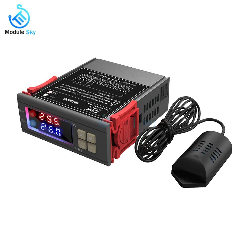 

2 in 1 Digital Thermostat Humidist SHT2000 Temperature Humidity Controller Regulator Module Tester AC 110V 220V 10A Relay Output