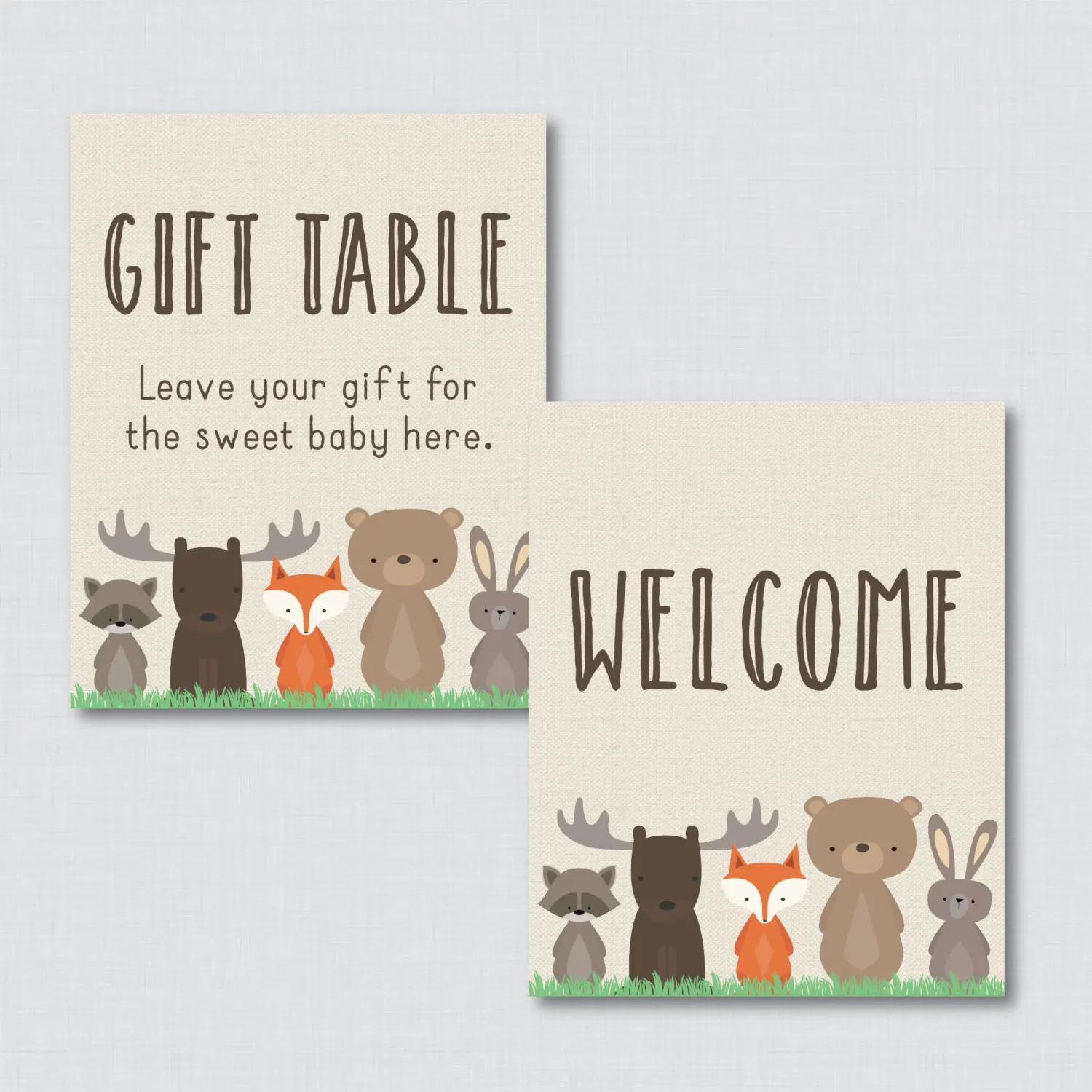 Woodland Theme Baby Shower Table Signs 6 Signs Welcome Sign Favors Sign Woodland Baby Shower Decor