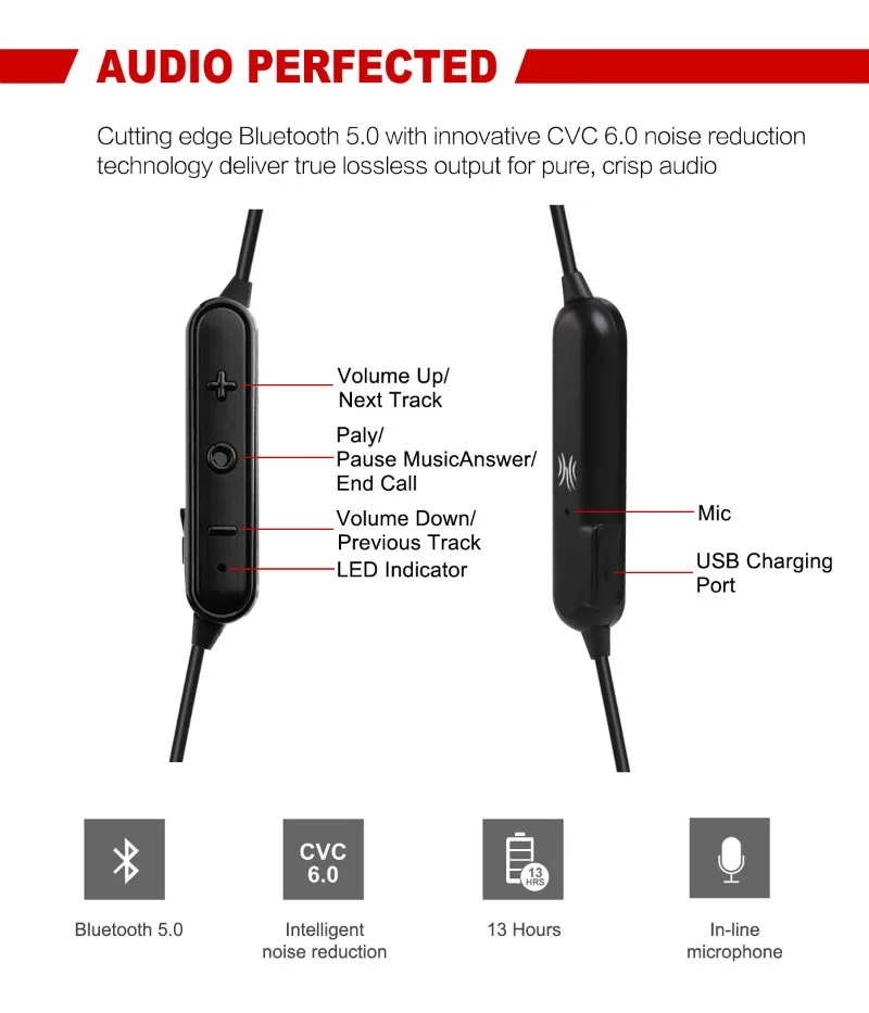 OneAudio bluetooth наушники IPX4 водонепроницаемые беспроводные наушники спортивные бас bluetooth наушники с микрофоном для телефона iPhone xiaomi