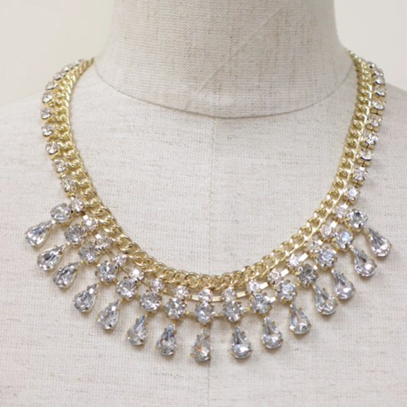 

Manual chain water combination rhinestone fashion necklace #N025