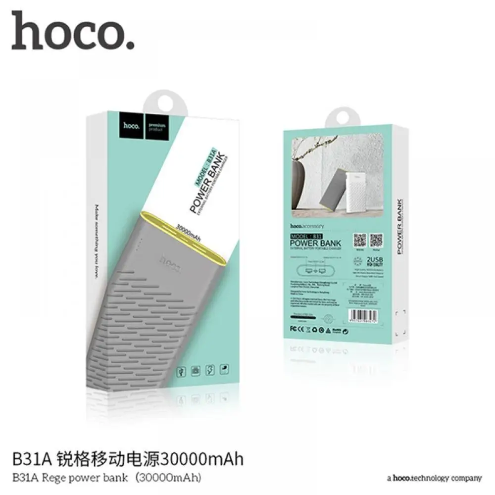 HOCO power Bank 30000 мАч Универсальный внешний аккумулятор портативное Внешнее зарядное устройство для iPhone X XS XR 8 Xiaomi 8 Dual USB Pover bank