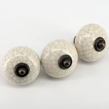 

1x Dia 45mm Ceramic Round Simple Crack Cabinet Pull Handle Cupboard Drawer Ball Knob