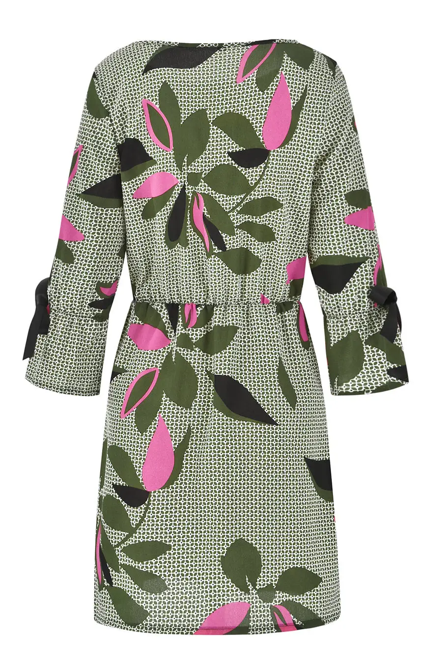 Gladiolus Floral Print Women Autumn Dress 2018 O-Neck 34 Sleeve Belt Tunic Fashion Chiffon Dress Women Casual Mini Dresses 2XL (15)