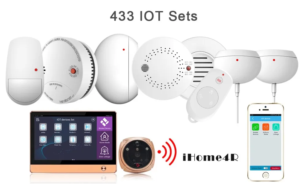 

Wireless Video Door Phone Smart WIFI Peephole Doorbell Intercom 7"Touch Screen + 2.0 mega door camera+8PCS IOT SET