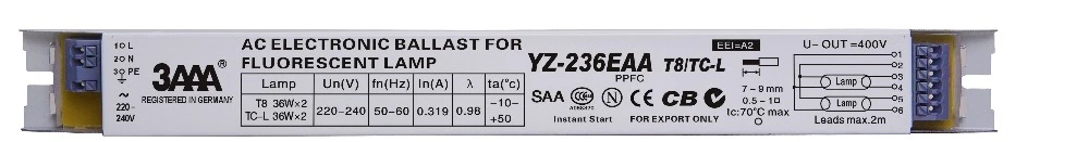 3AAA YZ-136EAA YZ-236EAA YZ-336EAA T8/TC-L 220V 1*36 Вт 3*36 Вт T8 электронный балласт для T8 люминесцентная лампа рекламы светильник коробка