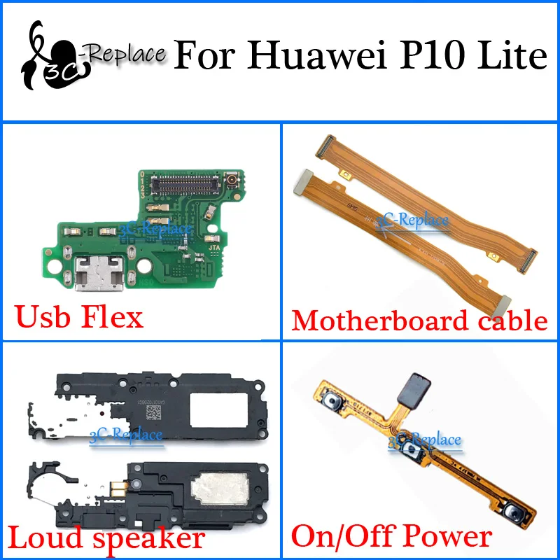 

For Huawei P10 Lite P10Lite Usb Flex Motherboard cable Loud speaker On Off Power Flex Cable
