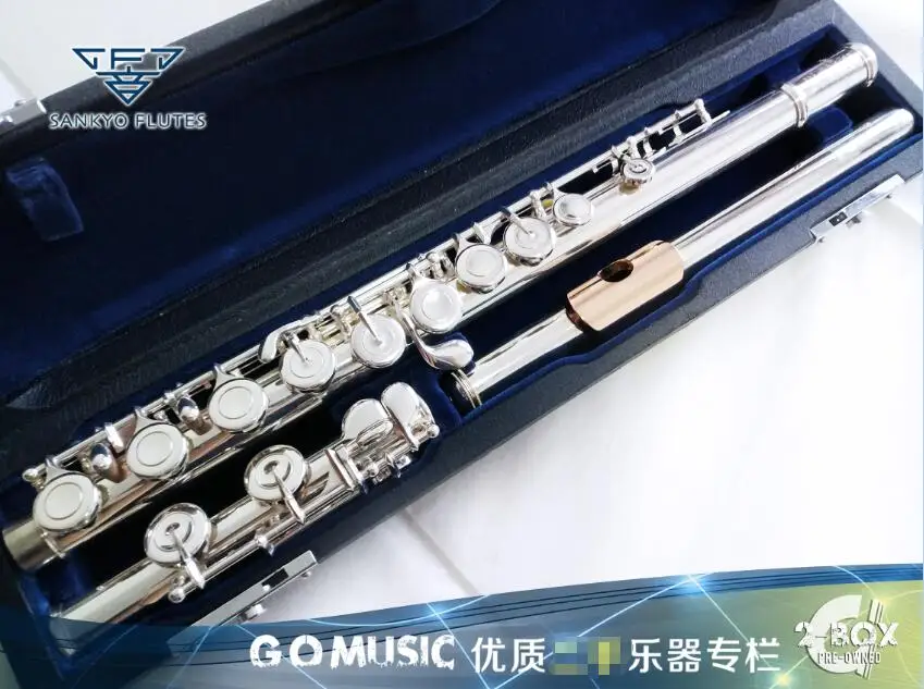 Sankyo ETUDE10K (201) FLUTE Gold Mouthpiece Silver Plated E Key Split FLute Copy C tone 16 Holes