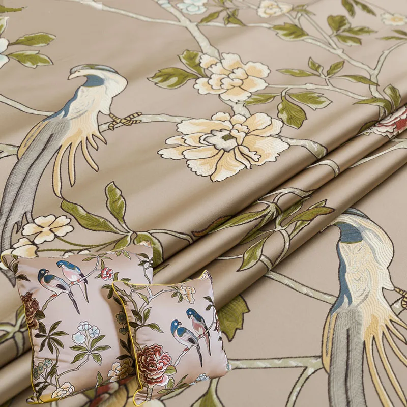

Chinese Style Bird and Flower Pattern Woven Brocade Fabric for Furniture Upholstery Cloth and Curtain width 1.5m*silk A44