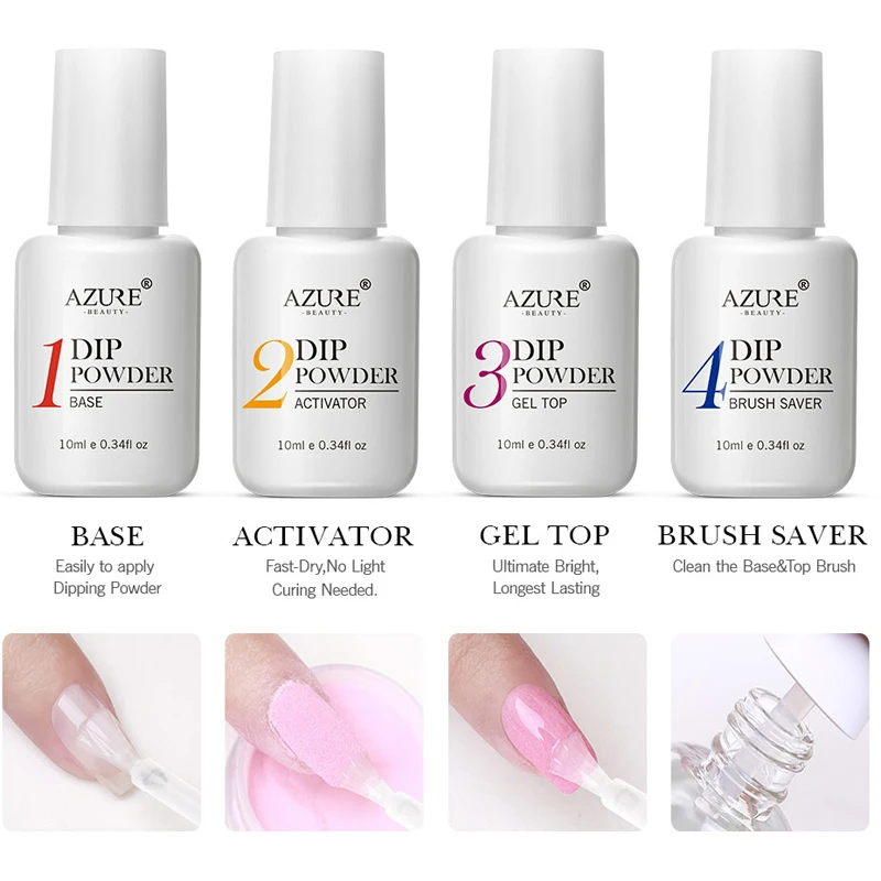 Azure belleza mÔs de inmersión polvo diseño de uñas con Dip Base activador seco Natural 10 colores desnudos polvos 5 unids/set Azure belleza mÔs de inmersión polvo diseño de uñas con Dip Base activador seco Natural 10 colores desnudos polvos 5 unids/set