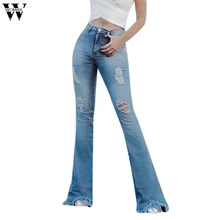 Womail джинсы Летняя женская обувь модные Высокая талия джинсы Повседневное женский отверстие Потертая джинсовая ткань, облегающие джинсы-карандаши голубого цвета с карманами на пуговицах; M522