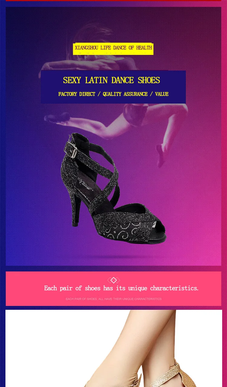 Черная танцевальная обувь для латинских танцев; женские летние сандалии с мягкой подошвой на высоком квадратном каблуке для танцев дружбы; обувь для тренировок; 7089