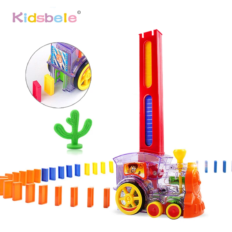

Baby Funny Automatic Placement Domino Electric Train With Light Sound Model Toy Educational Building Blocks DIY Toy Set