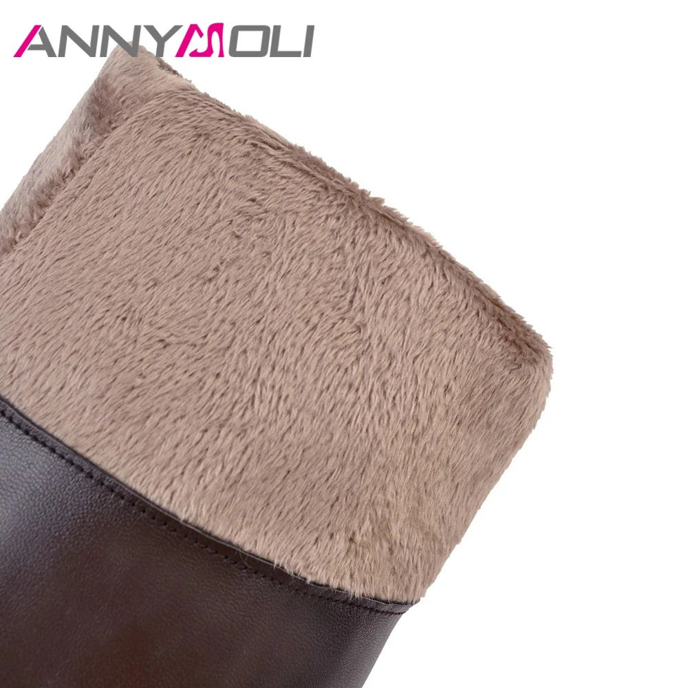 ANNYMOLI женская зимняя обувь на платформе Высокий каблук сексуальные высокие